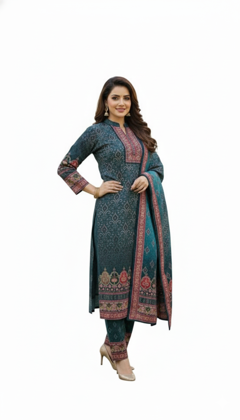 Premium Woolen Printed Kurta Set