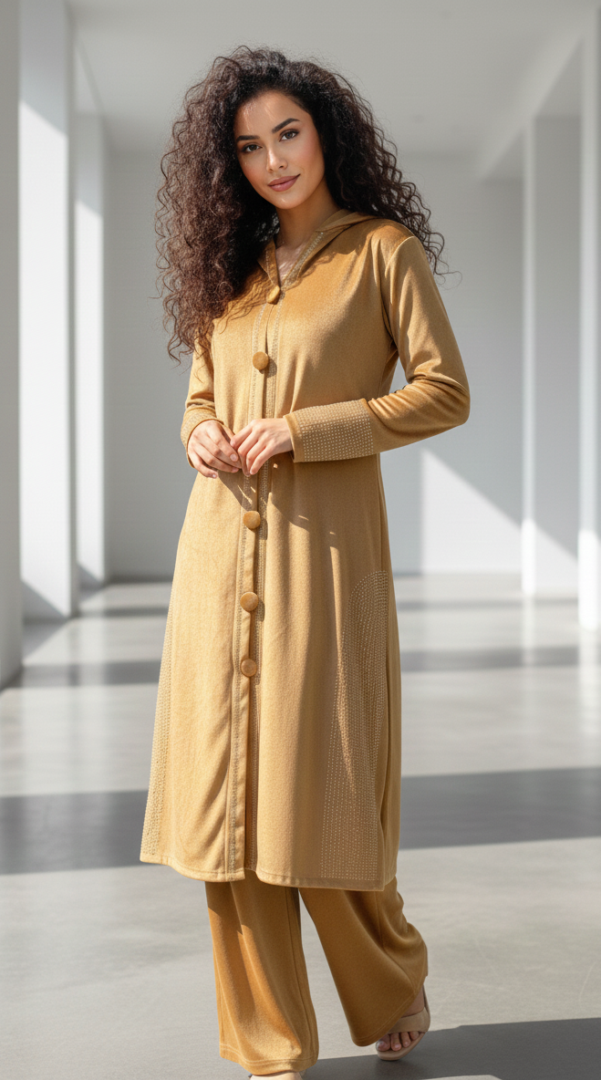 Premium Velvet Long Kurti with Straight Pants
