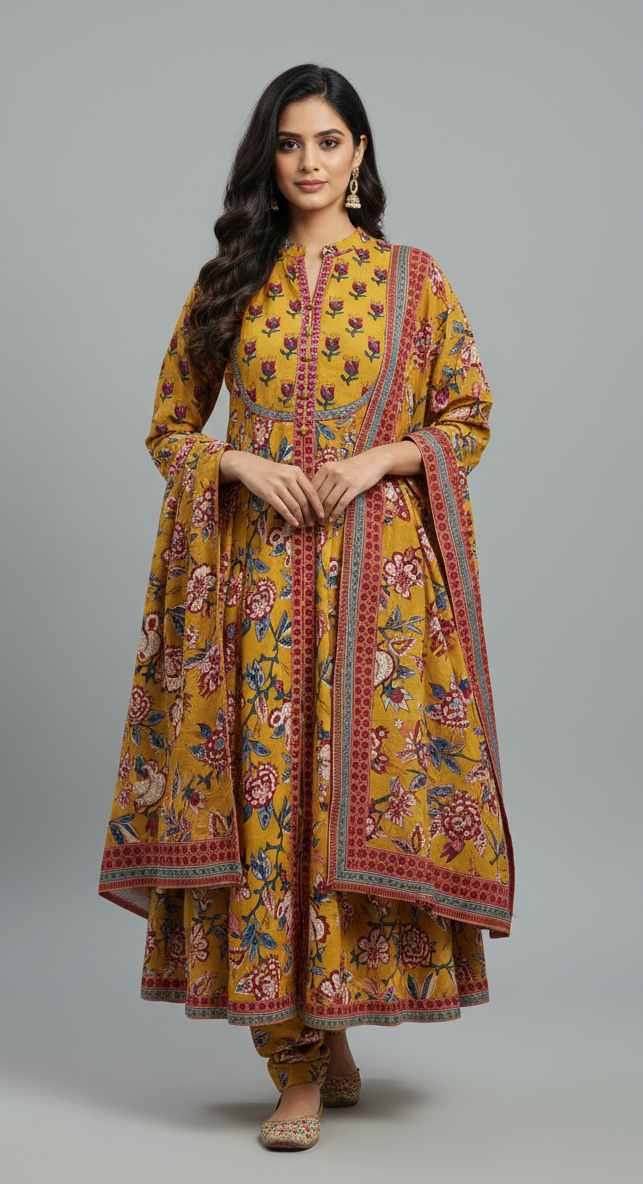 Pure Cotton Kurta and Dupatta Set – Fully Stitched