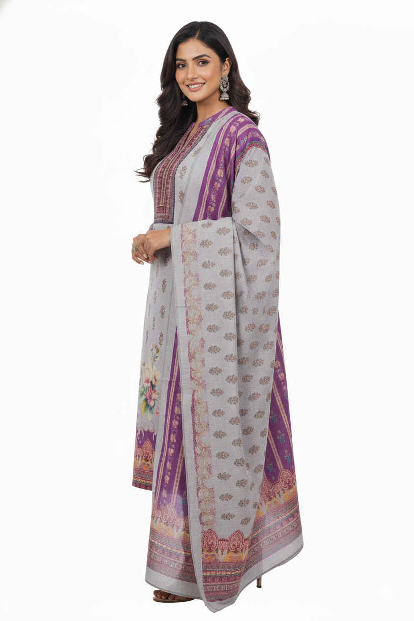 Premium Grey Woolen Kurta Set