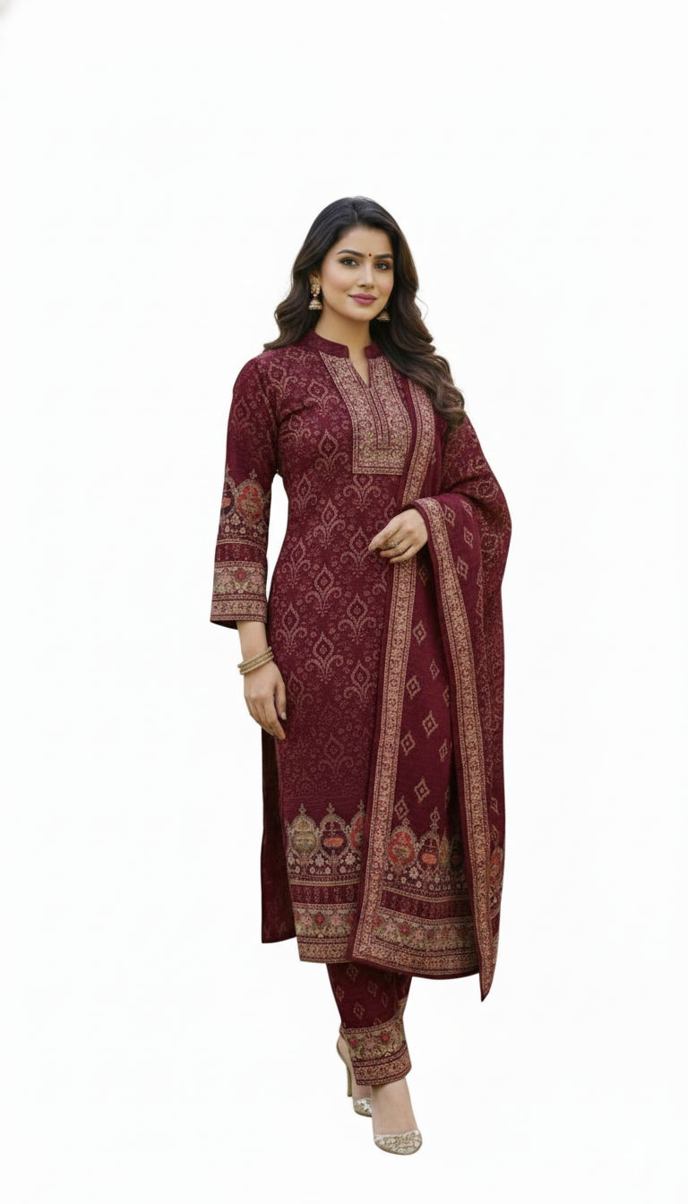 Premium Woolen Printed Kurta Set