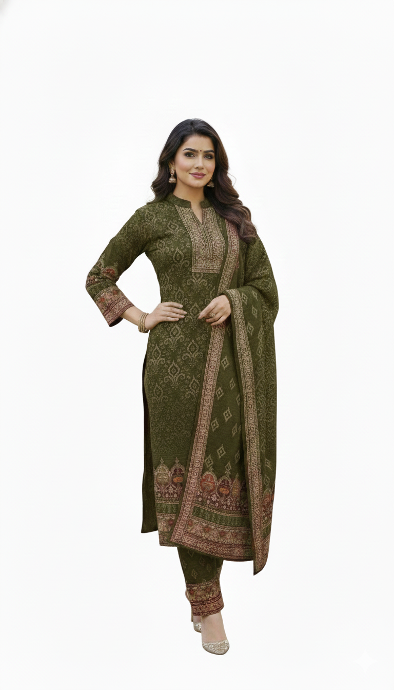 Premium Woolen Printed Kurta Set