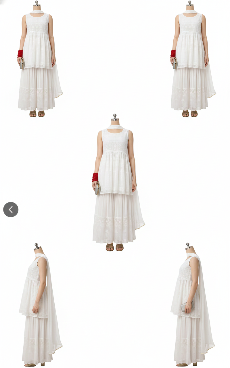 Ivory Sleeveless Kurta Sharara Set