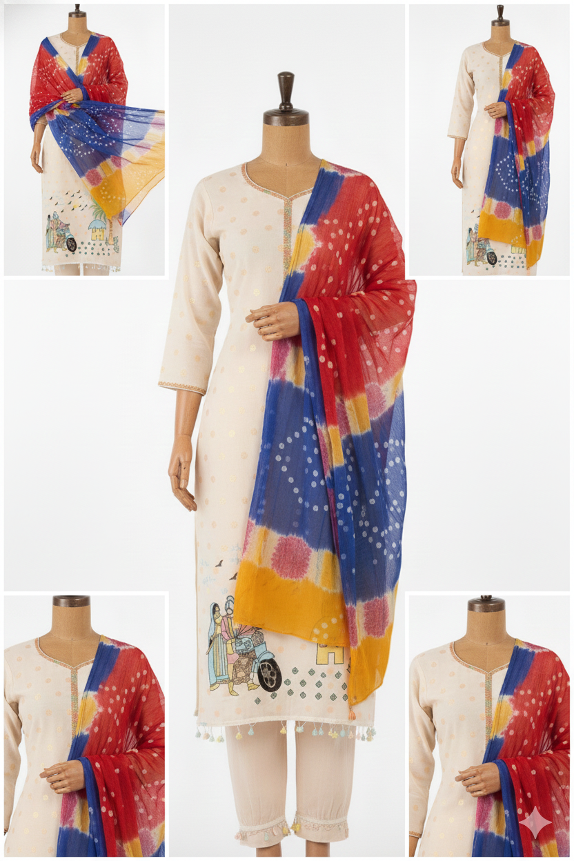 Artistic Cream Kurta Set