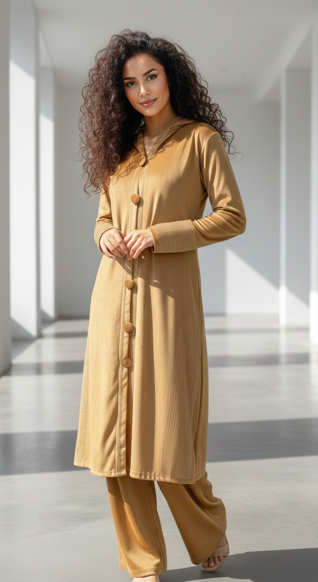 Premium Velvet Long Kurti with Straight Pants