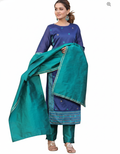 Stunning Navy Blue and Teal Festive Indian Suit with Dupatta