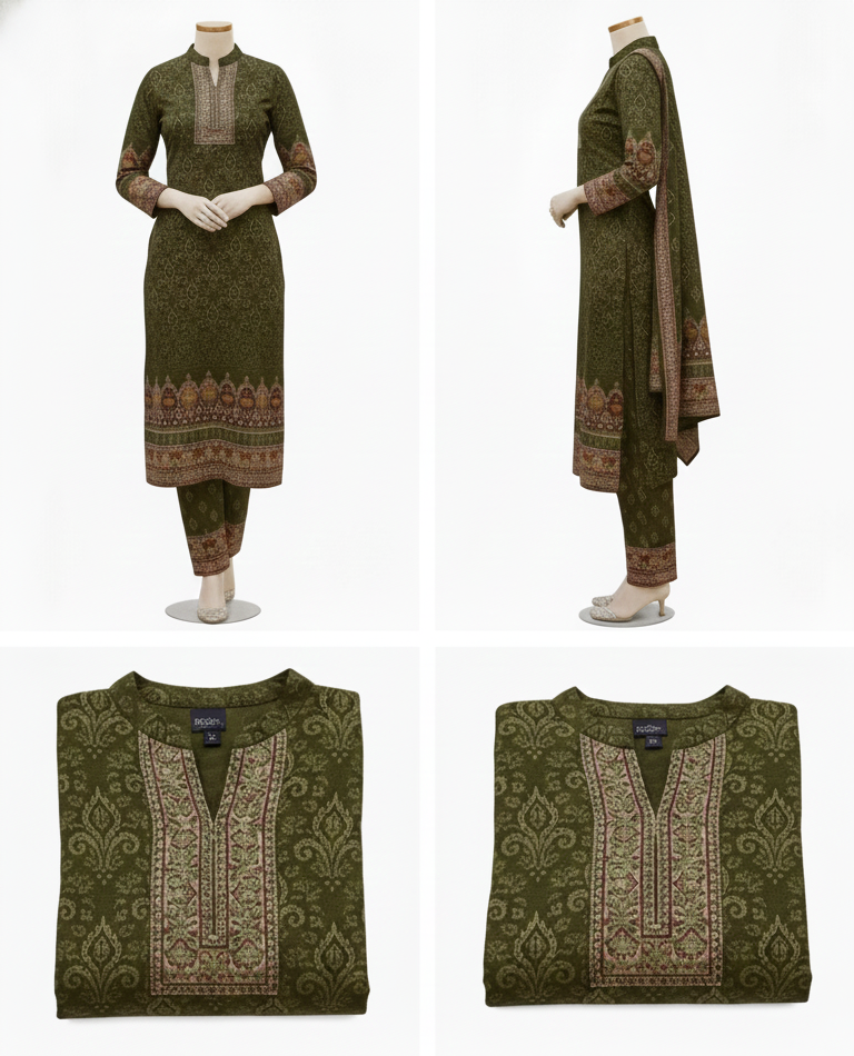 Premium Woolen Printed Kurta Set
