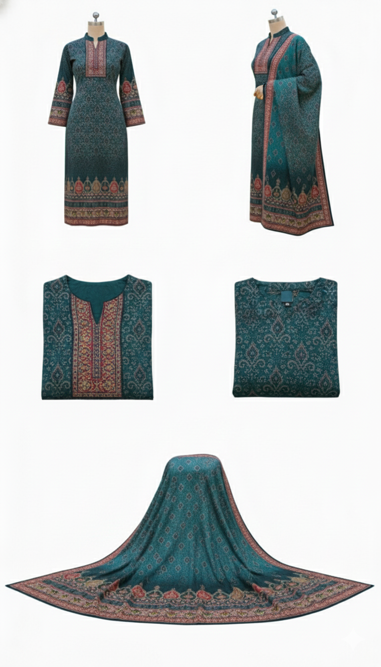 Premium Woolen Printed Kurta Set