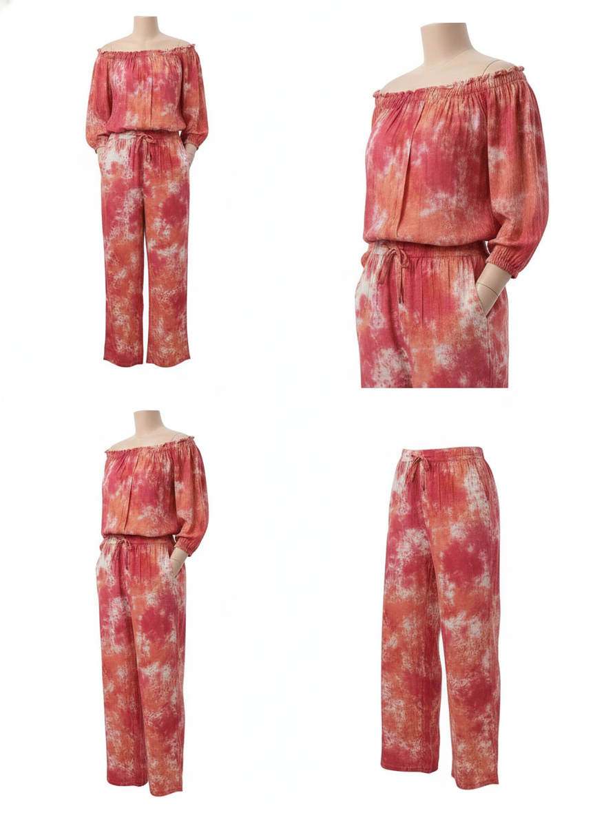 Women’s Printed Cotton Off-Shoulder Jumpsuit