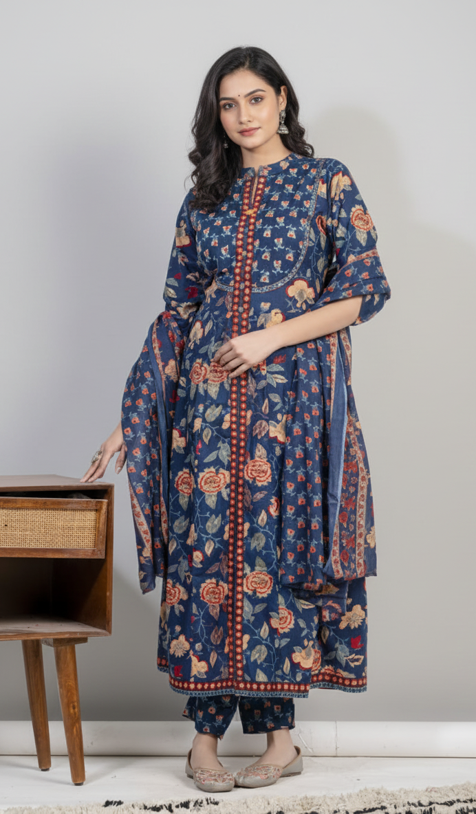 Pure Cotton Kurta and Dupatta Set – Fully Stitched