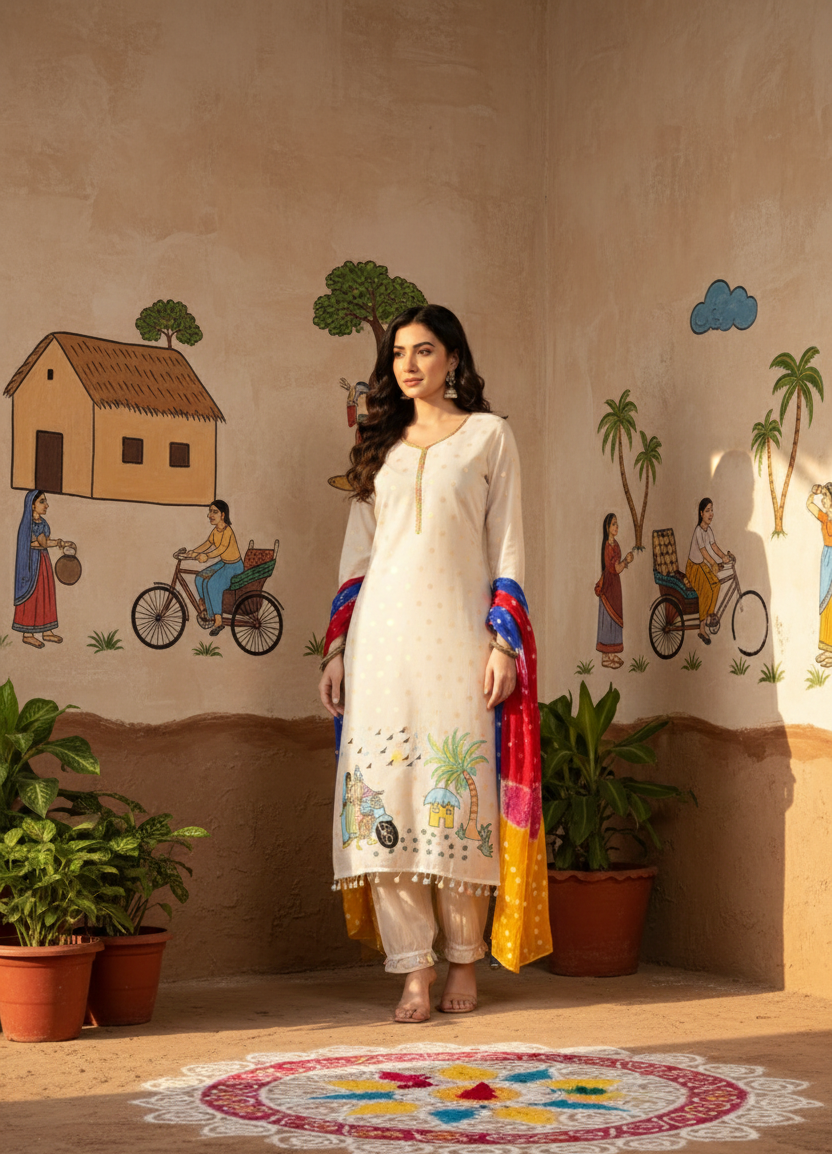 Artistic Cream Kurta Set