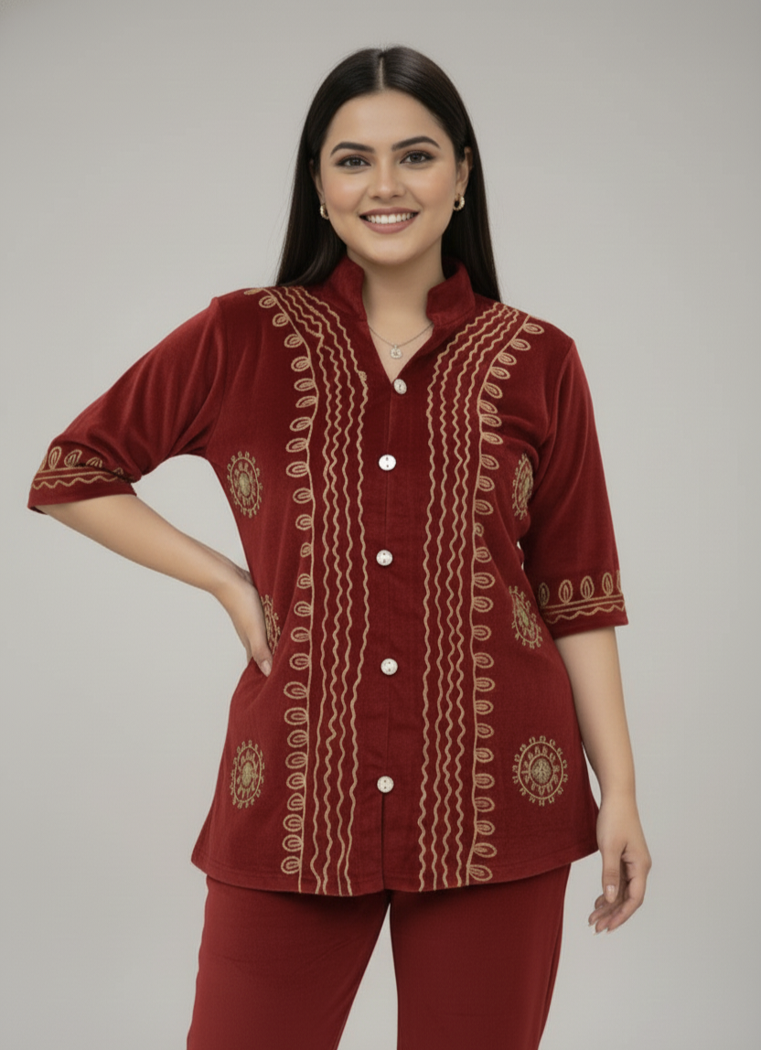 Premium Purple Velvet Cord Set for Women