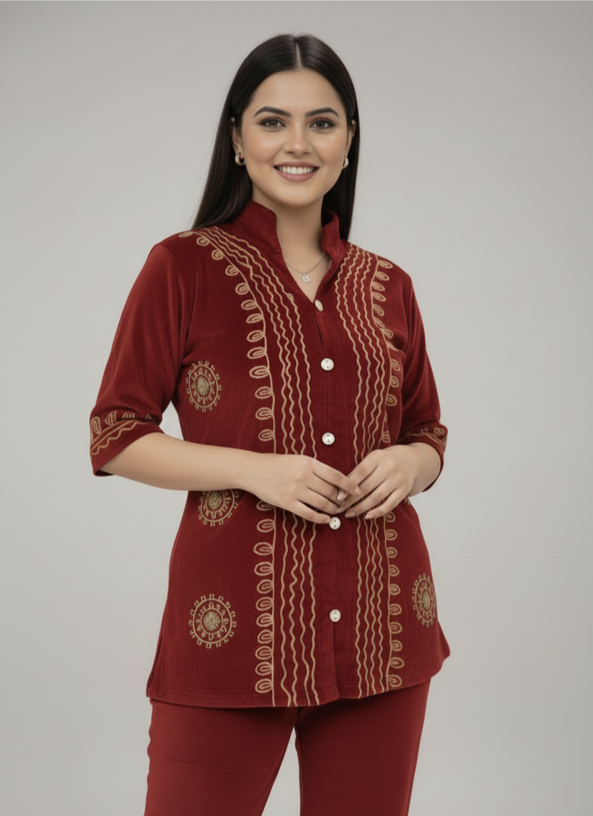 Premium Purple Velvet Cord Set for Women