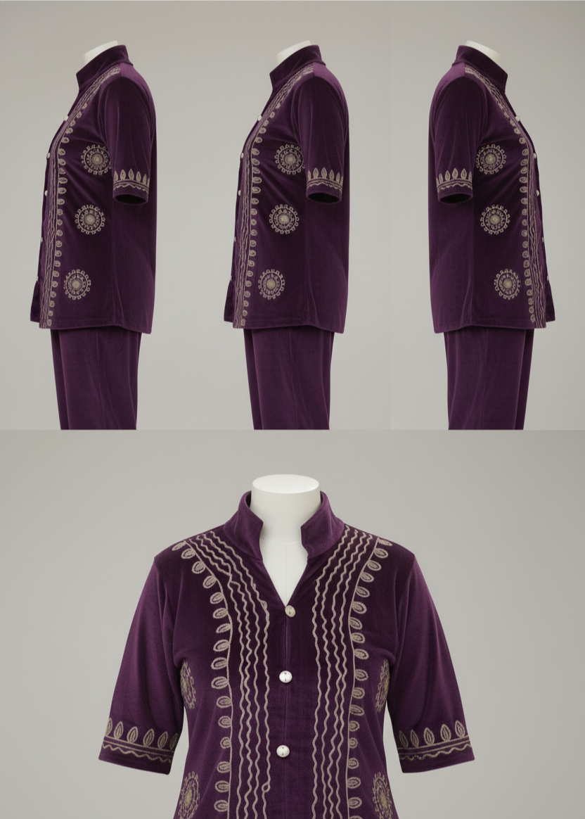 Premium Purple Velvet Cord Set for Women