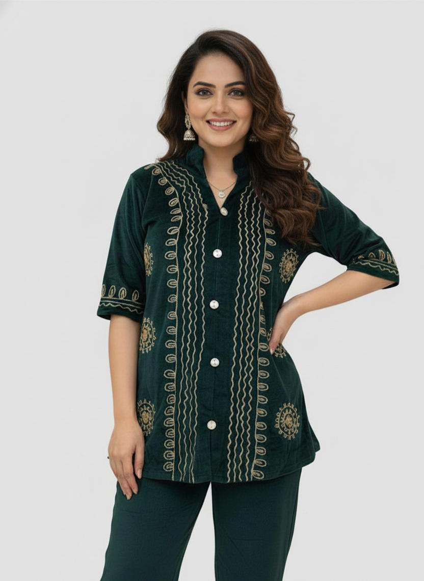 Premium Purple Velvet Cord Set for Women